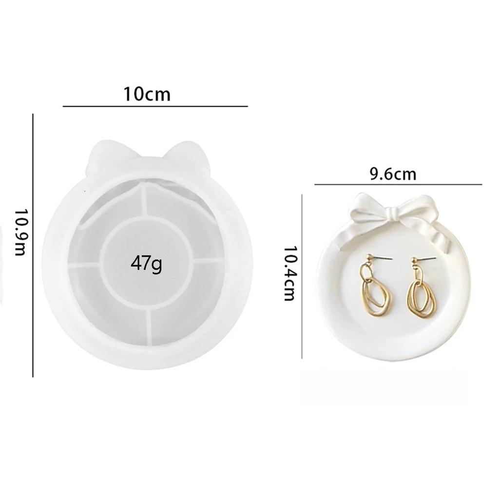 Jewelry Display Tray Silicone Mold DIY Bow Lace Shape Dish Cement Plaster Mould Plate Epoxy Resin Craft Casting Mould Home Decor