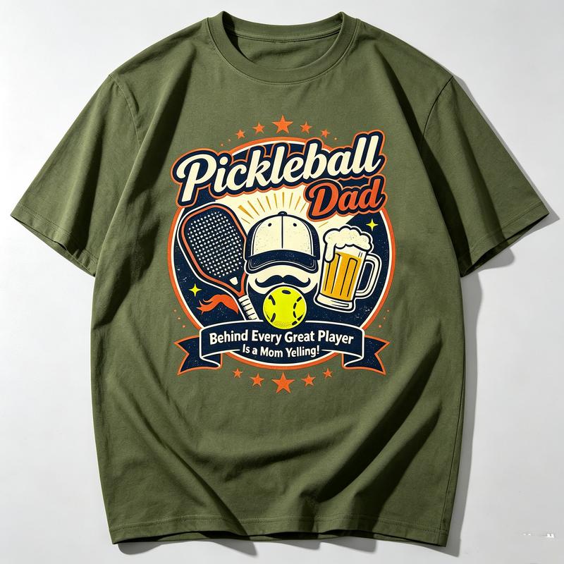 Pickleball Dad Behind Every Great Player Is A Mom Yelling Vintage Graphic T Shirt Unisex Casual Cotton Short Sleeve Tops Funny Gift