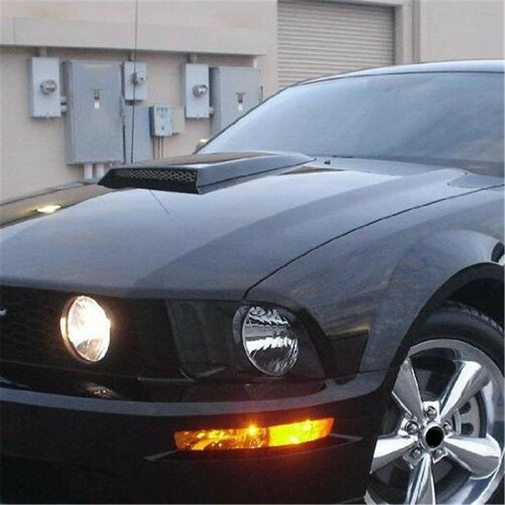 Car Front Bonnet Hood Decorative 3D Air Flow Intake Scoop Vent Cover Black