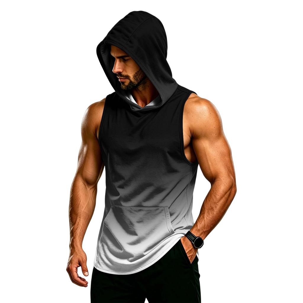 Sudadera sin mangas para hombre, ajuste muscular, camiseta sin mangas para gimnasio, transpirable, secado rápido, chaleco sin mangas con capucha para entrenamiento de fitness