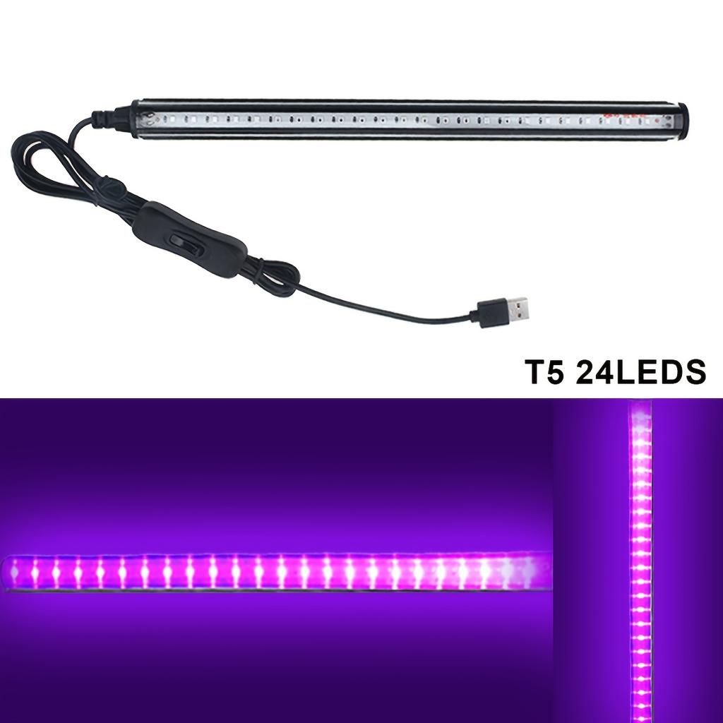 1/2 Pcs UV Black Light Lamp T5 USB UV LED Black Light Lamp 24LEDs Black Light Bar UV Light Tube with Switch for Disco Glow Party
