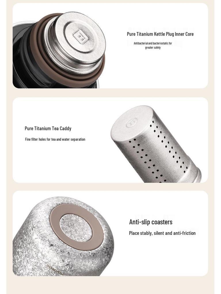 Pure Titanium Moka Pot 2025: Portable Insulated Teapot for Tea & Water Separation (White Tea & Pu-erh).