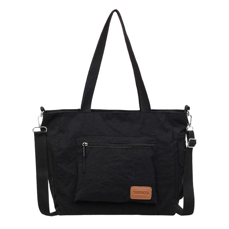 Nylon Tote Bag Women Casual Shoulder Bag with Zipper Pocket for Daily Use