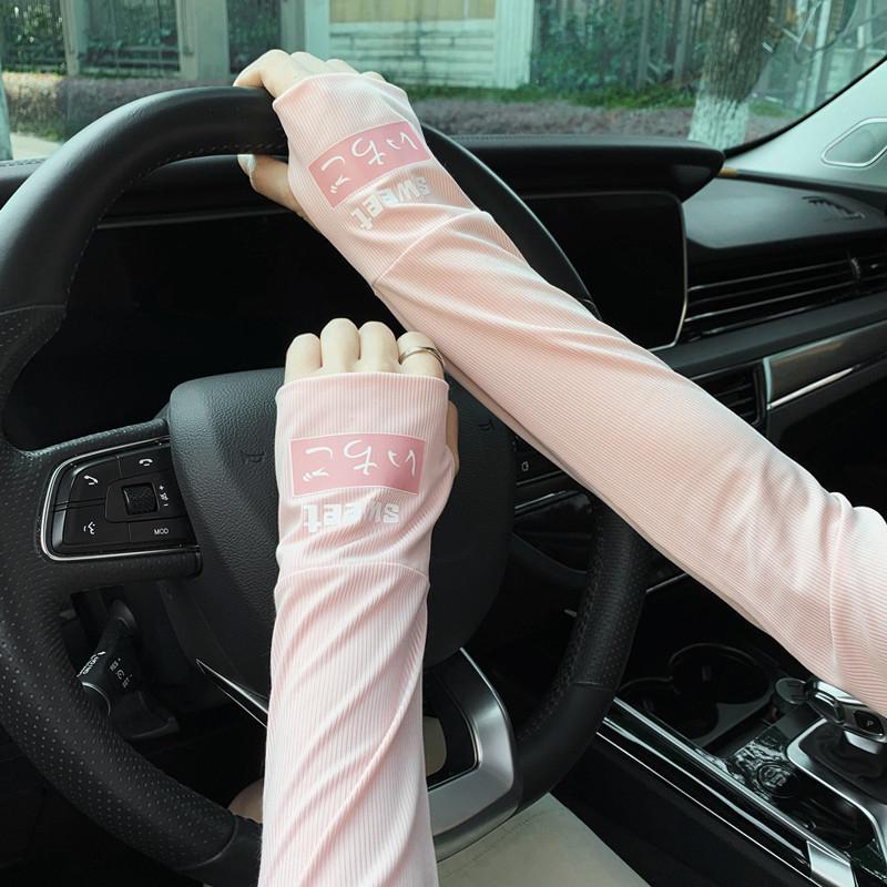 Uv Solar Arm Sleeves Woman Cycling Fingerless Gloves Cool Muff Summer Ice Silk Elastic Arm Cover Driving Anti-Sunburn Sleeve