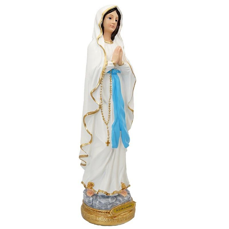Our Lady of Lourdes Blessed Virgin Mother Mary Catholic Religious Gift Colored Resin Figurine Statue