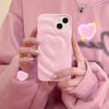Korea Cute Pink Love Heart Folds Glossy Phone Case For Iphone 14 13 12 11 Pro Max X Xs Xr Lovely Y2k støtsikkert mykt deksel Funda