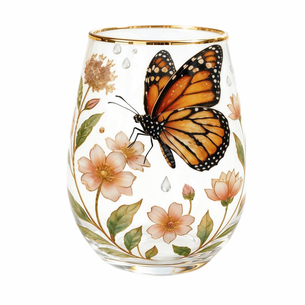 Transparent Embossed Glass Cup Bee Bird Pattern Mug Multi-Purpose Clear Milk Cup Gifts