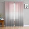 Ombre Pink Grey Sheer Curtains 63 Inches Length 2 Panels Set Chiffon Curtain Sheers for Living Room, Modern Solid Color Gradient Rod Pocket Window