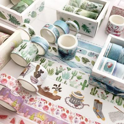 8 Rolls Per Box Green Plant Decoration Magazine DIY Scrapbook Cute Ledger Stickers Tags Masking Tape Stationery Tape
