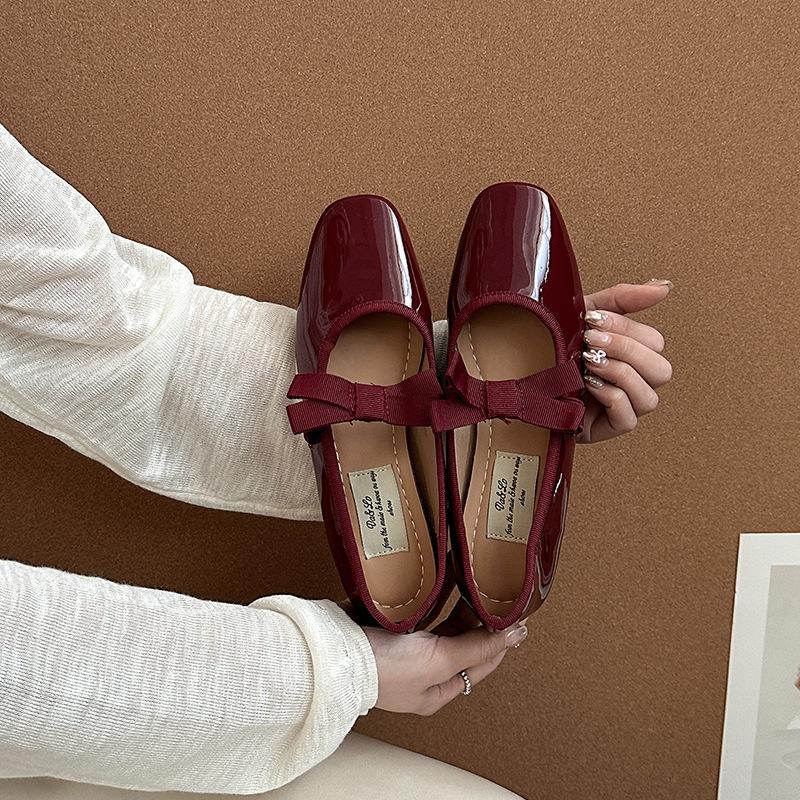 French Fairy Bow Shallow Mouth Women's Shoes 2025 Summer New Simple Temperament Versatile Evening Ballet Shoes