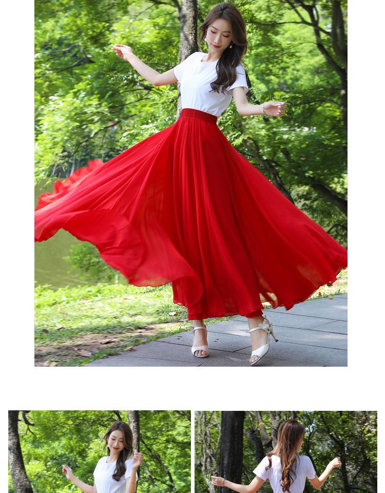 Elegantná šifónová swingová sukňa A-linie so 720-stupňovým vzorom pre moderný tanec a tanec Xinjiang