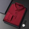 Men's Lapel POLO Shirt - Long Sleeve, Casual Business, Solid Color, Waffle Weave for Spring & Autumn