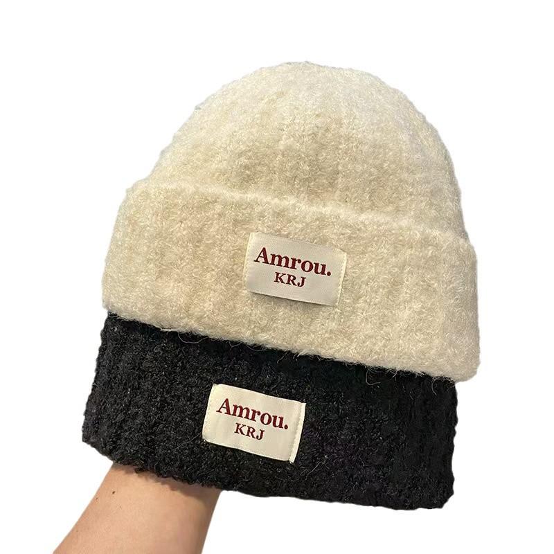 Wool hat women's autumn and winter new thickened warm ear protection hat big head circumference shows small face versatile knitted cold hat