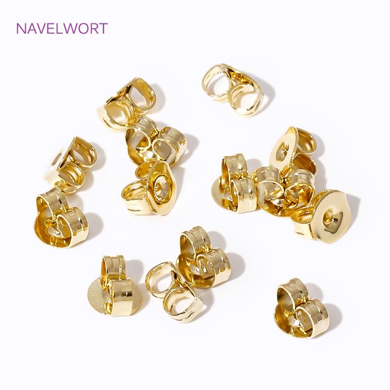 50/100Pcs 14K Gold Plate Brass Earing Back Stopper Butterfly Earing Plug For Jewelry Making DIY Earring Jewelry Accessories