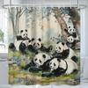 Charming Panda Bathroom Set: 180.34Cm X 180.34Cm Artistic Shower Curtain, Non-Slip Bath Mats, Toilet Seat Cover, And U-Shaped Ru