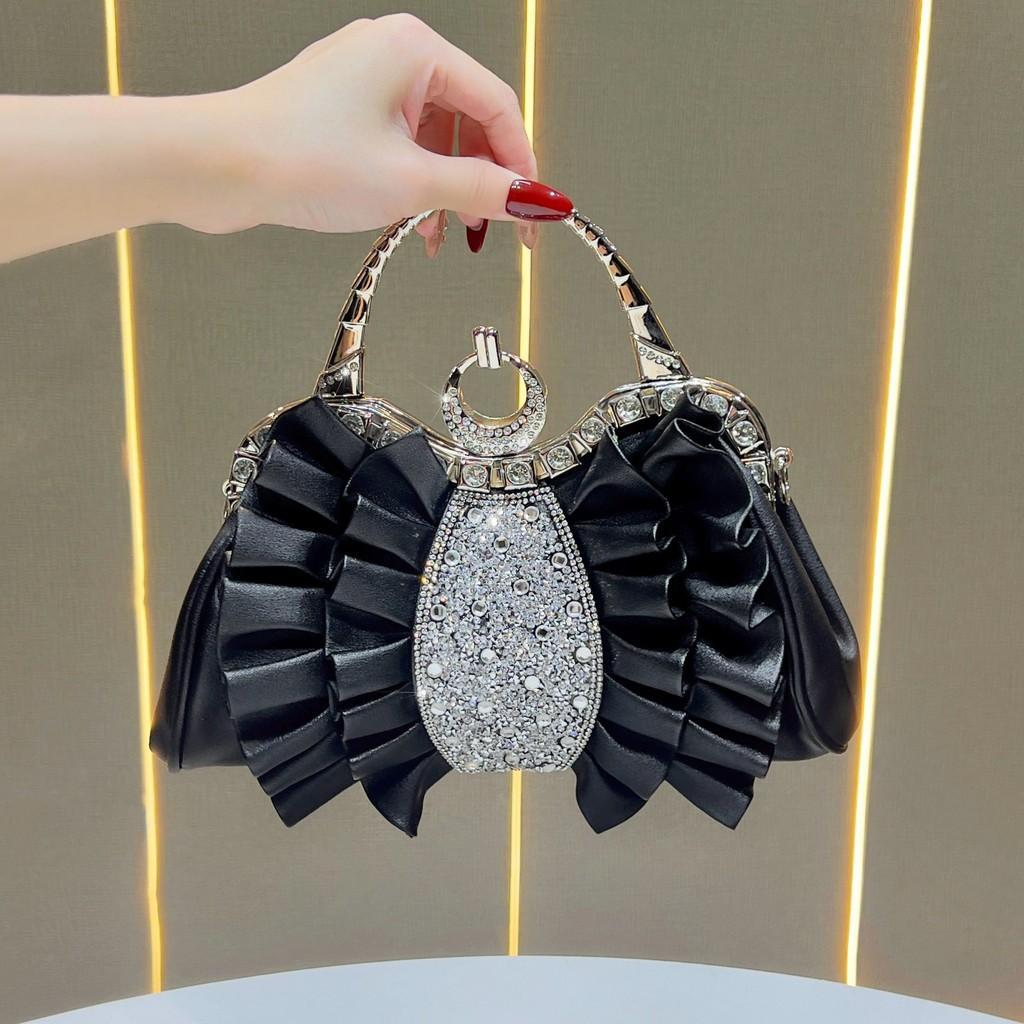 Pu Material Flap Clutch With Rhinestone Embellishments For Evening Events