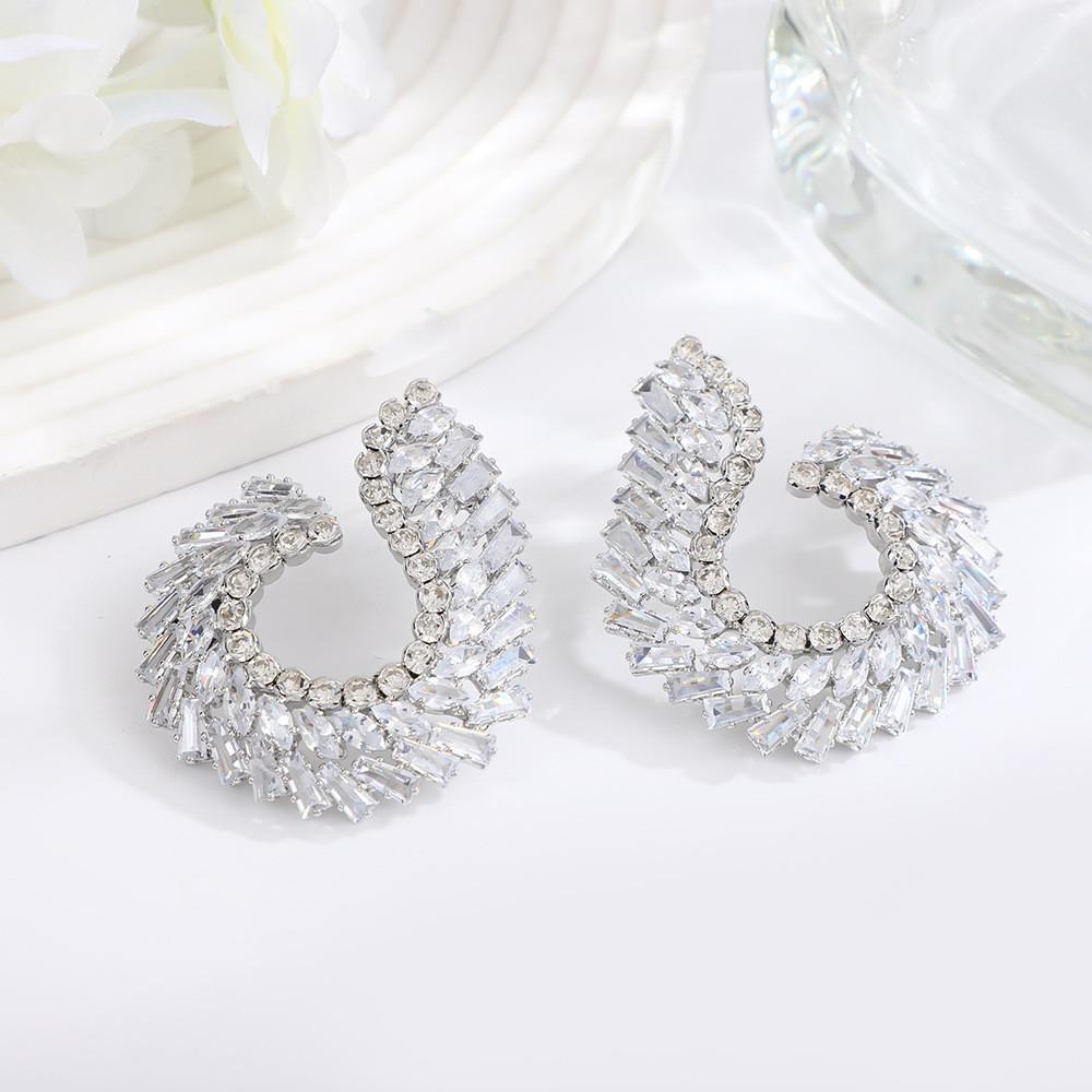 Eleganti Orecchini Pendenti Geometrici Con Zirconia Cubica Per Matrimonio E Abbigliamento Serale