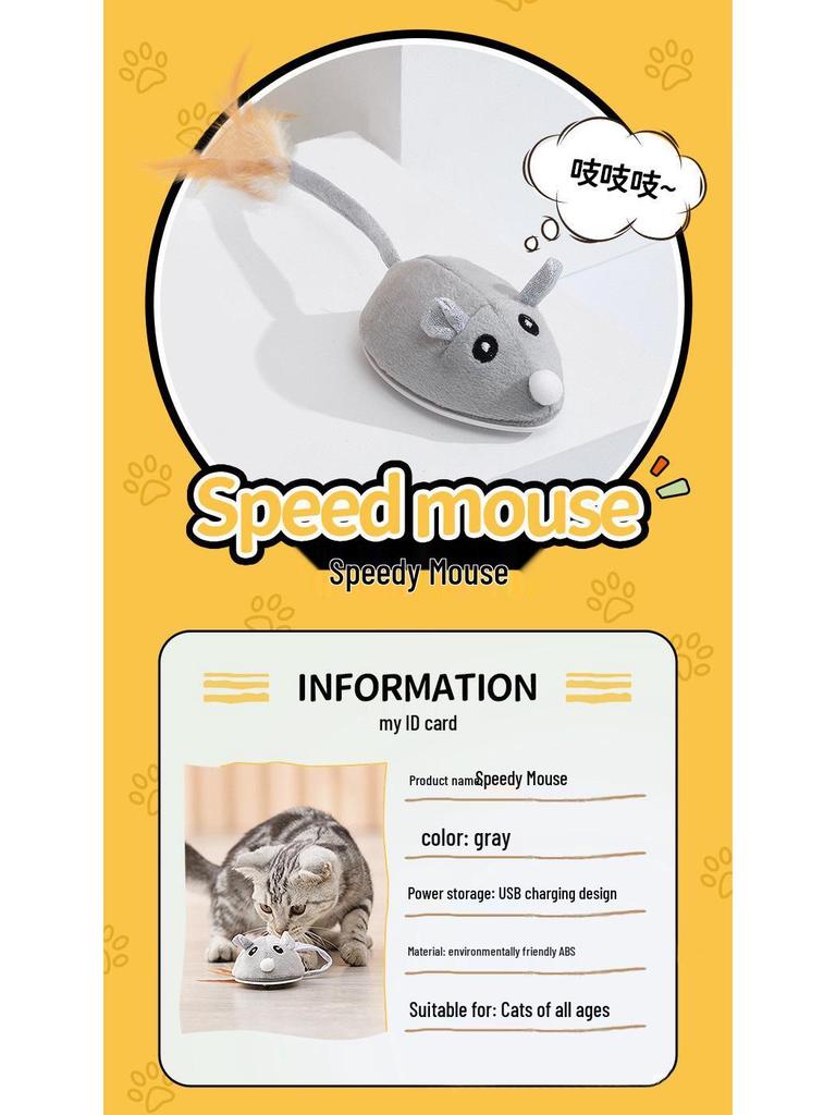 Elektrická myš a pírková hračka: Automatická, dobíjecí hračka pro kočky, která se sama hraje