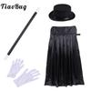 Kids Magician Costume Outfit Boys Girls Cape Hat Magic Wand Gloves Necktie Set for Halloween Cosplay Magician Dress Up Kit