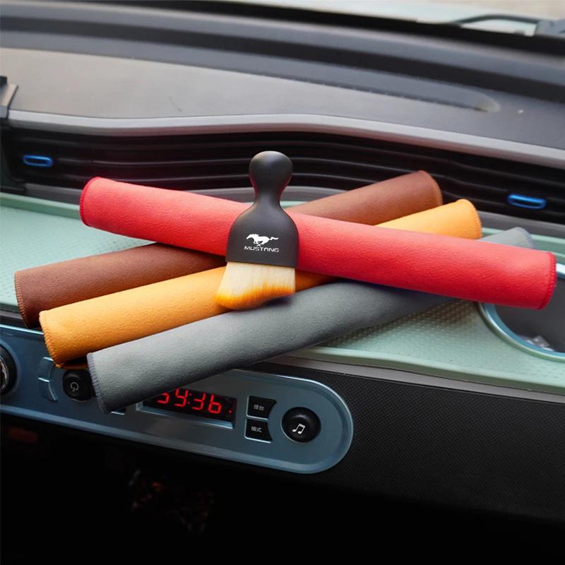 New 2026 Car Sticker 2025 Hot Car Towel Cleaning Drying Cloth With Duster Clean Brush for Ford Mustang Shelby GT 350 500 Cobra 2