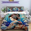 3pcs Anime Kimono Geisha Comforter Set with One Quilt Cover and Two Pillowcases (No Core) - Home Decor, Festival Gift, Polyester Fabric, Anime Cartoon