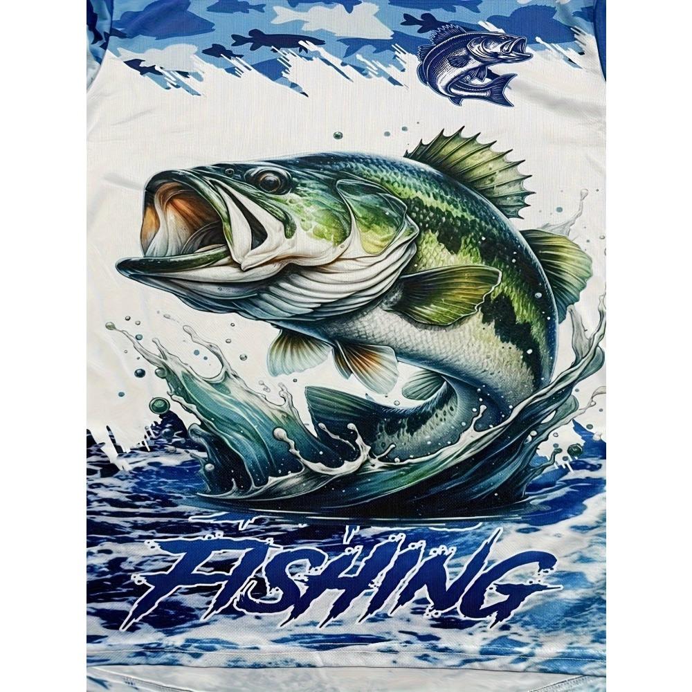 Dripping Men's Fishing Shirt - Long Sleeve Outdoor Fisherman Shirt with Perch Pattern
