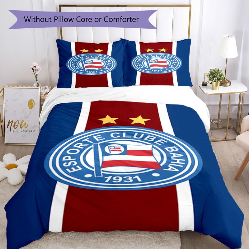 Bahia Fc Crest Emblem Printed Pattern Duvet Cover Set – Includes 1 Duvet Cover and 2 Matching Pillowcases Bedroom Decor Christmas Gifts