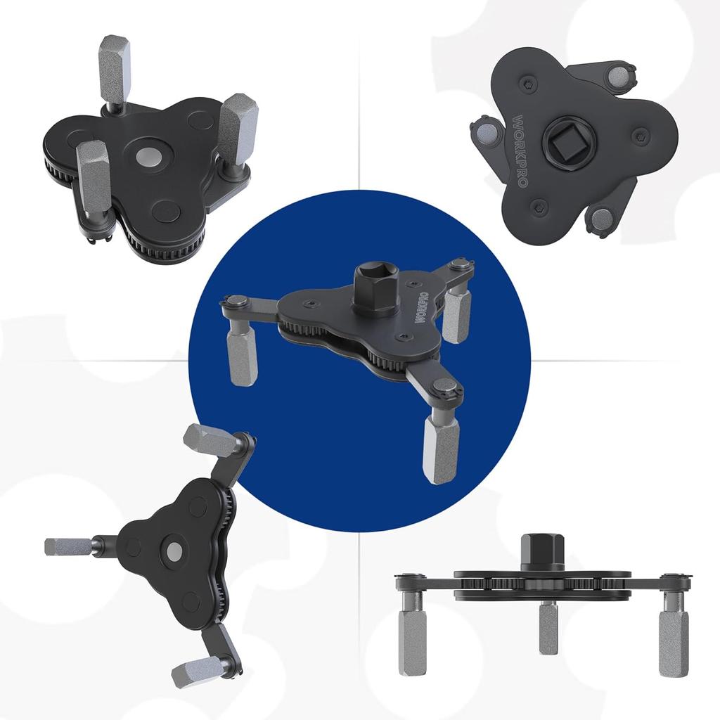 WORKPRO Universal Oil Filter Wrench Adjustable, Magnetic Oil Filter Removal Tool, Oil Filter Change Set, Ideal For Engine Filters, Conduit, &