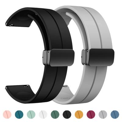 Magnetic Clasp Silicon Strap For Huawei Watch GT 3 2 Pro 42mm GT4 46mm For Honor Magic Xiao Mi Watch S1 Pro/Watch Color 2 20mm 22mm Belt Bracelet