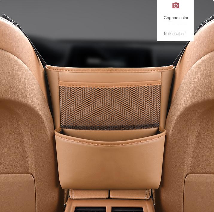 Car Handbag Holder Between Seats Mutifuntional Leather Auto Seat Middle Storage Bag Hanging Tissue Box Phone Cup Map Organizer