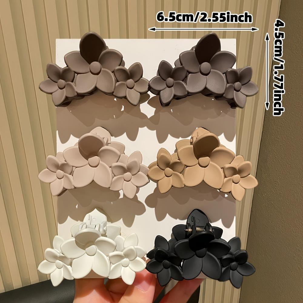 6PCS/set Women's Multicolor Simple Versatile Medium Flower Shark Clip, Daily Use, Fashion Hair Accessories Gift