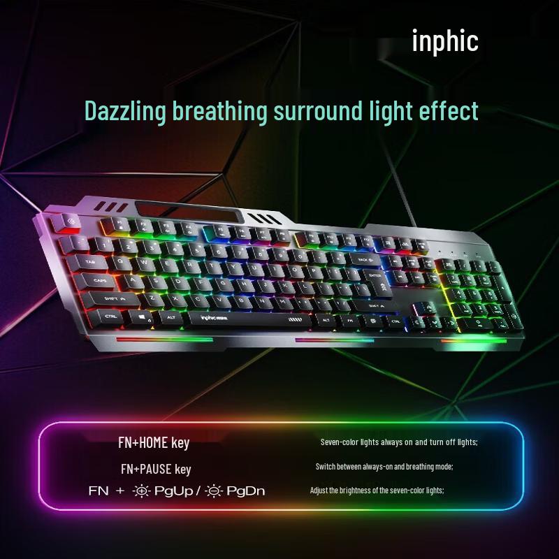 INPHIC V2 Wired RGB Gaming Keyboard & Mouse Set with Hot-Swap Mechanical Switches