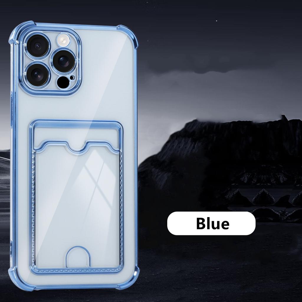 Miękkie przezroczyste etui z miejscem na karty do iPhone 17 16 15 14 13 12 mini 11 Pro X XR Xs Max 7 8 Plus 16e Odporne na wstrząsy etui