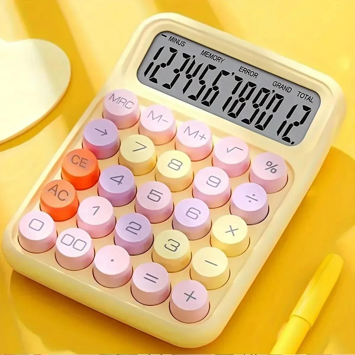 

1pc Keyboard Calculator Office 12-digit Mechanical Calculator CuteCandy Color Calculator Color жовтий