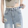 Jeans da Donna a Vita Alta Regolabili Strappati a Gamba Larga - Pantaloni Dritti Lunghi alla Moda Estate 2025