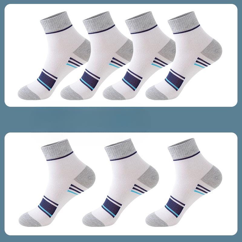 Men's Spring and Autumn Pure Cotton Sports Sweat Absorbing Breathable Color Striped Socks
