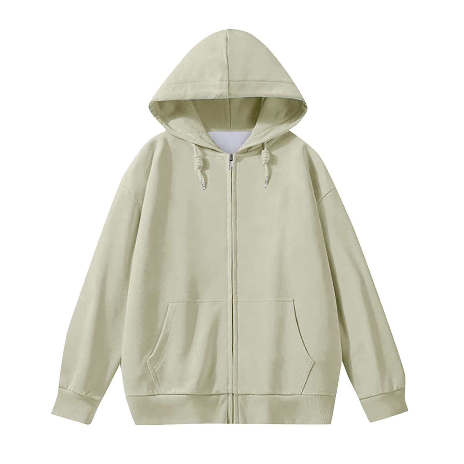 Женская мода сплошной цвет карман с длинным рукавом свободная куртка с капюшоном пальто — фото 10