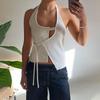 Cross-Border European and American Women Clothes 2025 Summer New Sexy Backless Bandage Cardigan Hanging Neck Design Sense Vest Top