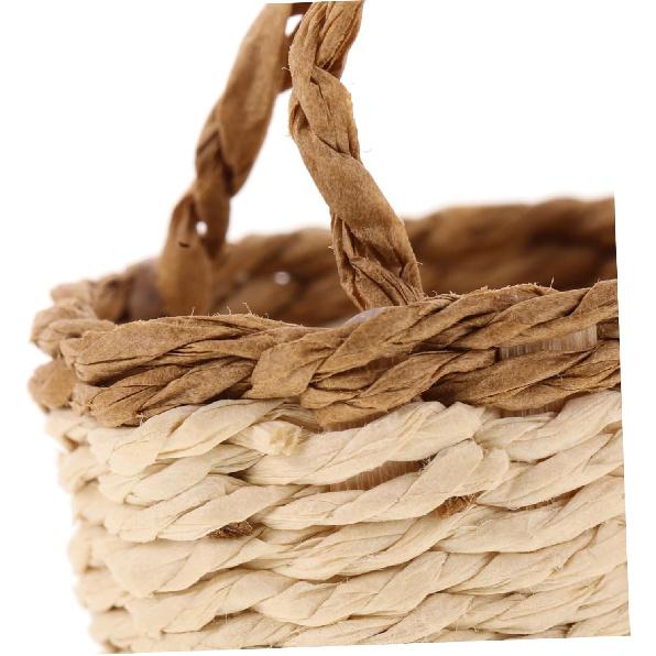 Totority Miniature Woven Basket for Dollhouse Realistic Handheld Prop for Home Decor Crafts and Photography Mini House Supplies Color