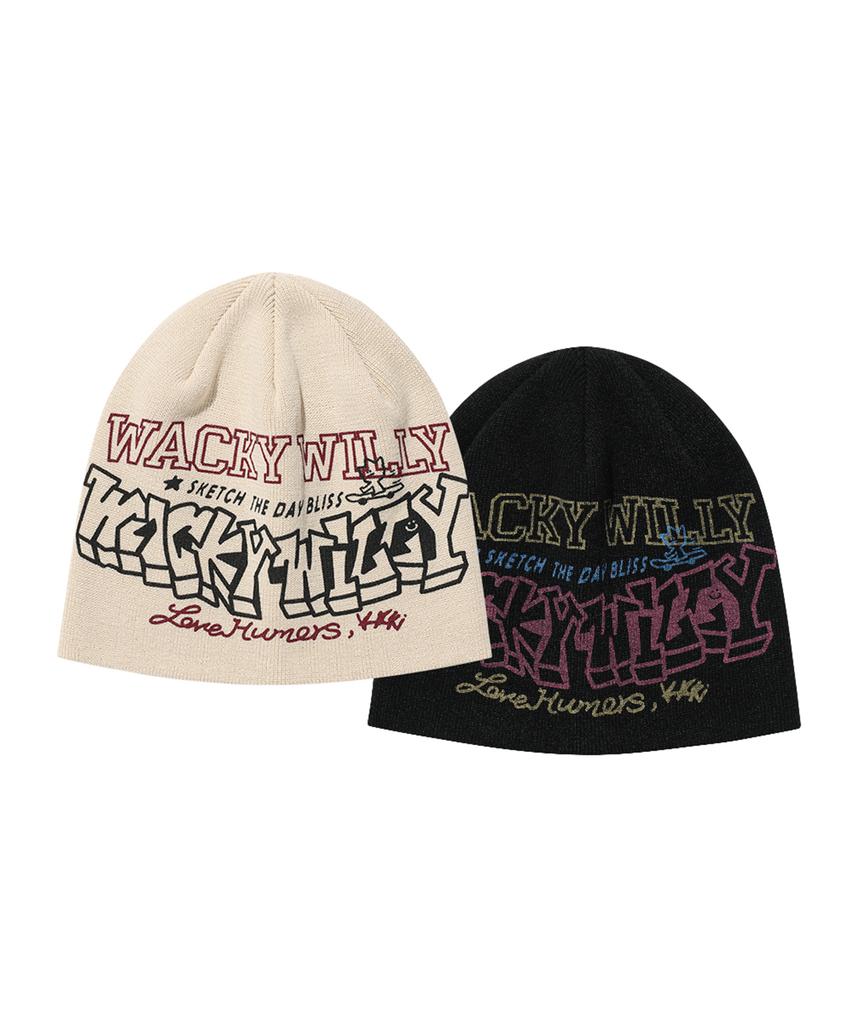 WACKY WILLY Lettering Graphic Beanie (2 Colors)
