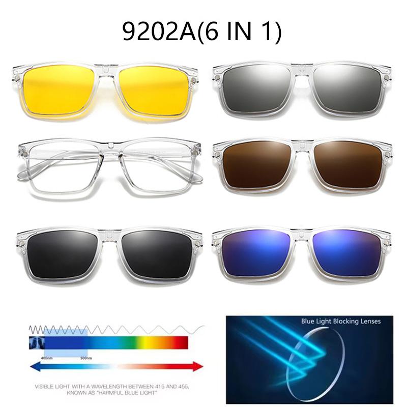 6 In 1 Myopia Polarized Sunglasses Men Women Clip Magnet Classic Style Glasses Custom Optical Eyewear Frame -0.5 To-10