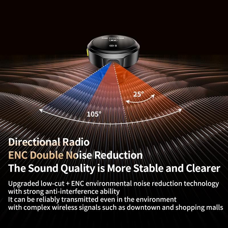 Wireless Lavalier Microphone Magnetic Noise Reduction With Charging Box Digital Display for iPhone Android Video Recording Vlog