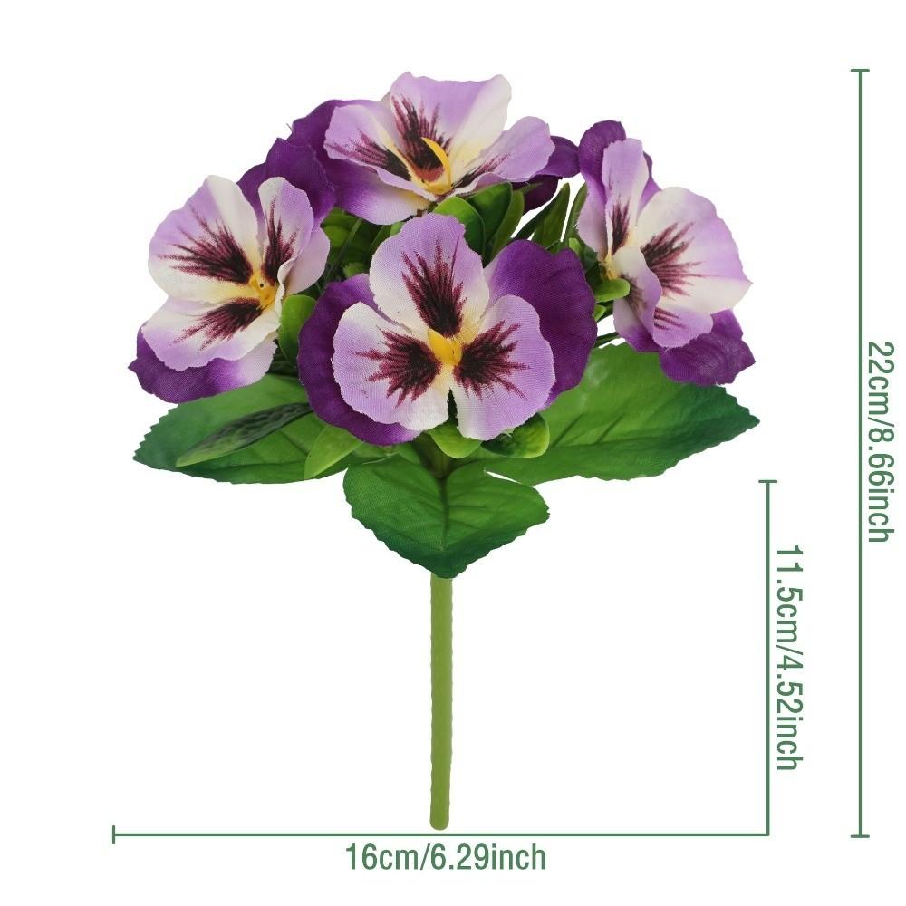 Silk Cloth Artificial Pansy Flowers Dyed Edged Flower Bouquet Simulation Flowers  Photography Props