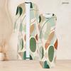 Women Plus Size Printed Two Piece Set Long Sleeve Open Front Cardigan Sleeveless Bodycon Dress