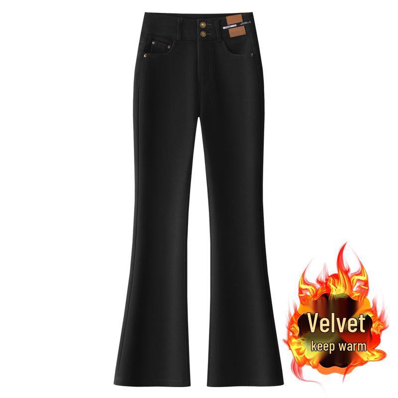 

Women s High-Waisted Fleece-Lined Flared Jeans - Slimming Autumn/Winter Petite Style 2024 2XL