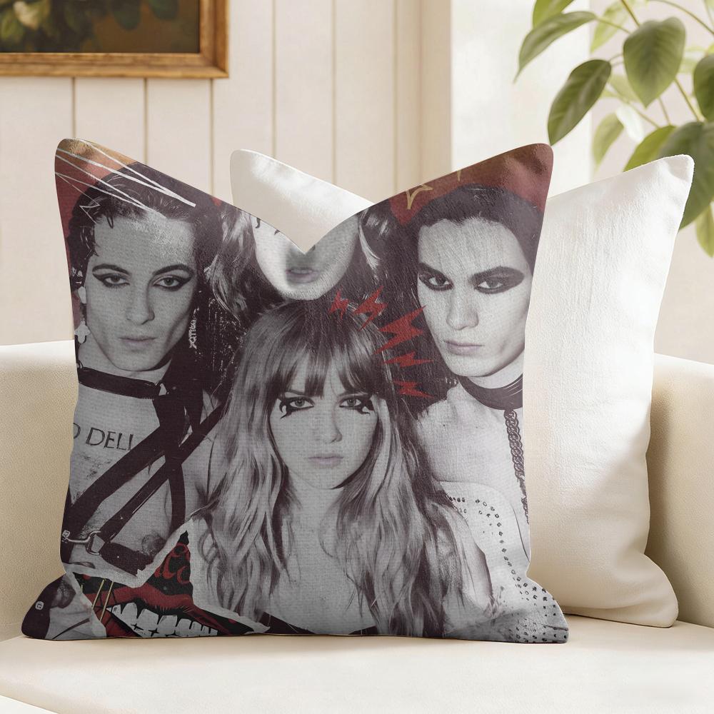 MManeskin Rock Band Cushion Cover Eco Linen Pillow Case DoubleSided Print Breathable Durable Zipper Home Decor Gift
