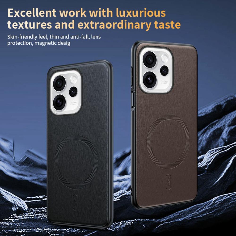 Dla Oppo Reno15 5G (Światowy)/Reno15c 5G (Chiny) Magnetyczne Etui Pokryte Skórą TPU + PC Pokrowiec na Telefon