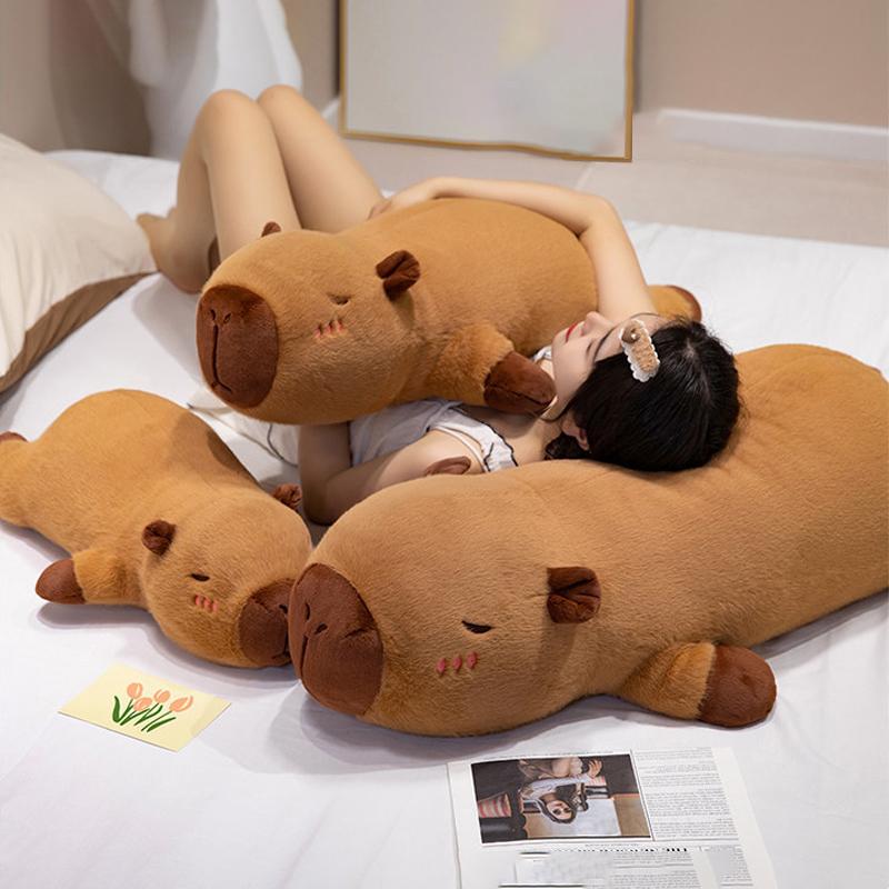 Peluche Capibara Kawaii Giocattolo Capibara Imbottito Bambola Soffice Cuscino Morbido per Sonno Lungo Cuscino per Divano Giocattoli per Pisolino per Scuola Natale