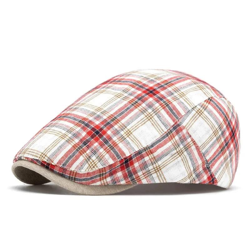 

Spring and Summer Polyester Print Newsboy Caps Men Flat Cap Women Painter Beret Hats 14 56-60cm wear красный