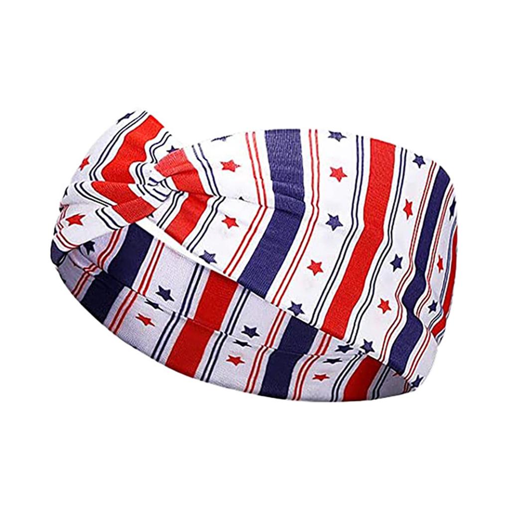 Retro Star Stripe Twisted Sweat Absorbing Yoga Running Headband for Sports and Party Decoration Unisex Stretchy Hair Band